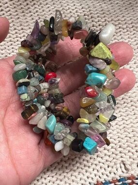 Multi-Color Gemstone Chip Stretch Bracelet - Women Jewelry